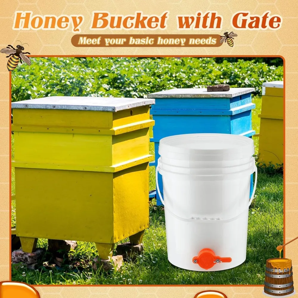1 set of 5-gallon plastic honey buckets (20-liter plastic buckets with plastic valves) beekeeping supplies
