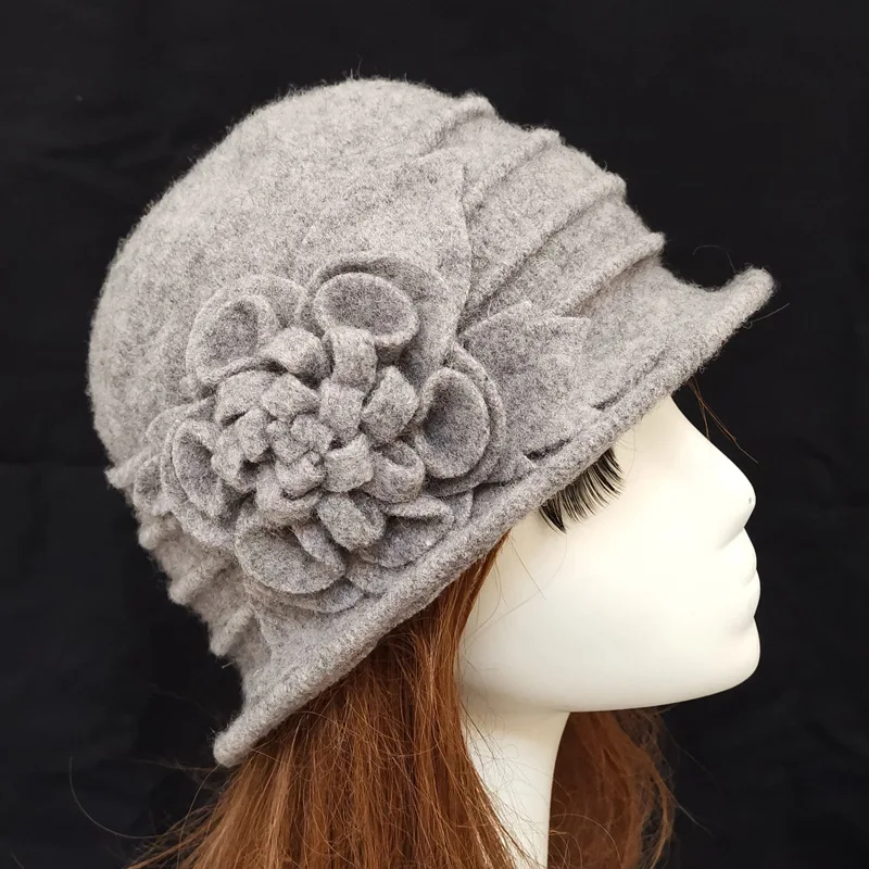 2024 New Dome Fedora Middle aged ladies Wool Hat Mom Hats in Autumn and Winter Warm Cap Free shipping