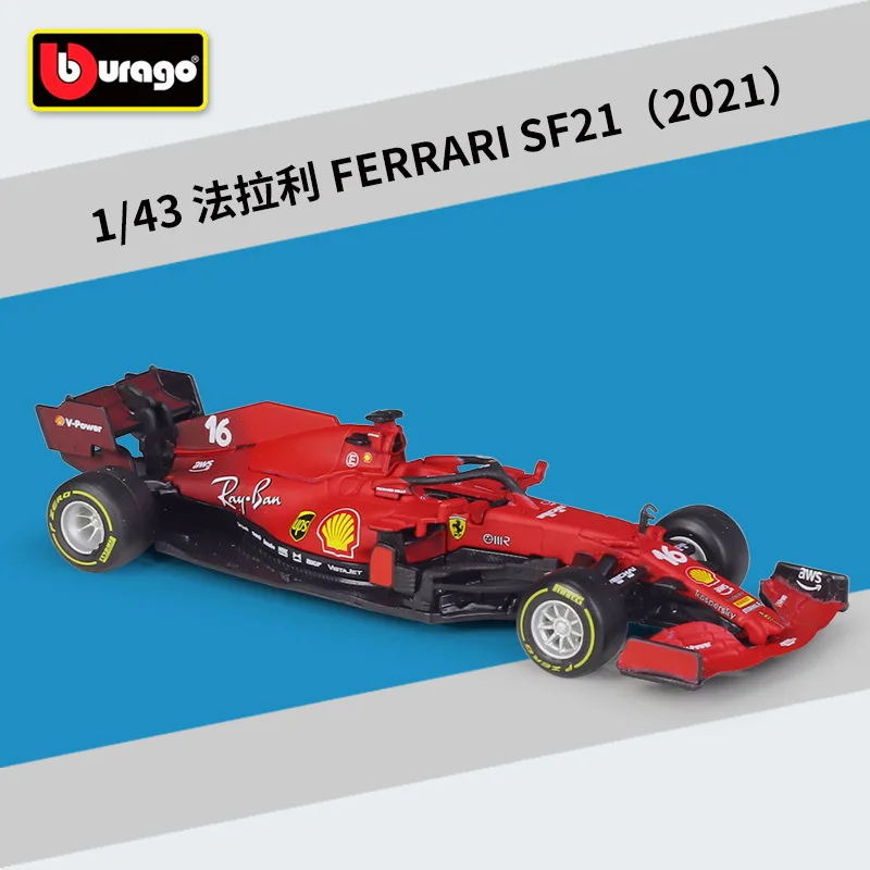 Bburago 1:43 2021 Ferrari F1 Formula SF21 #55 #16 Alloy Sports Car Model Carlos Sainz and Charles Leclerc Exclusive Race Car Toy