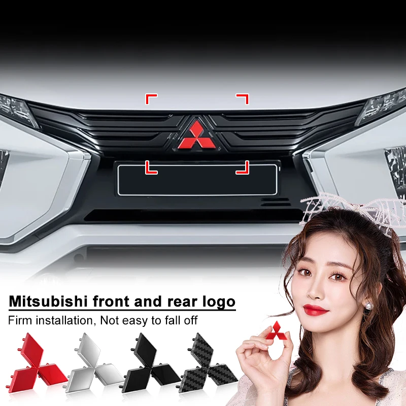 

3D ABS черный хром красный карбоновый передний капот автомобиля эмблема задний багажник значок наклейка для Mitsubishi ASX Lancer 10 Pajero Outlander L200