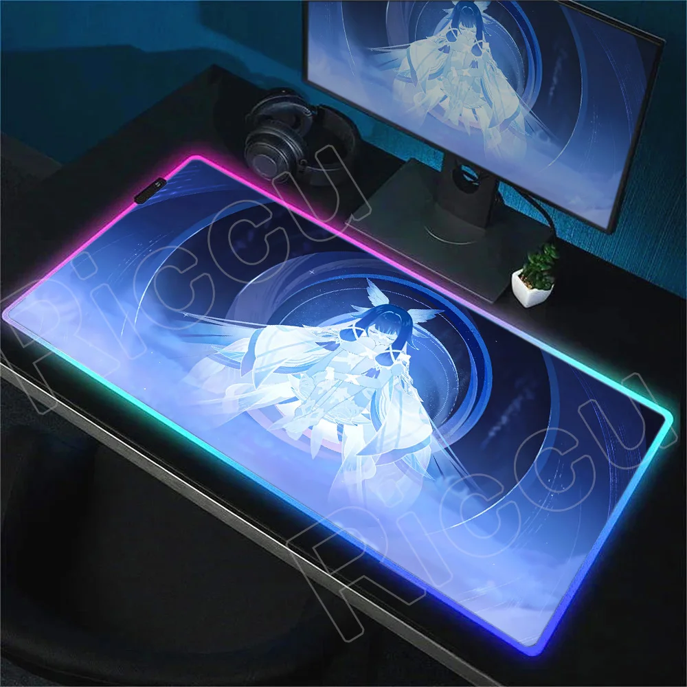 

Genshin Impact RGB настольный коврик аниме девушка Columbina ноутбук игровой ПК коврик для мыши LockEdge 1000x500 мм игровой коврик офисная клавиатура коврик для мыши