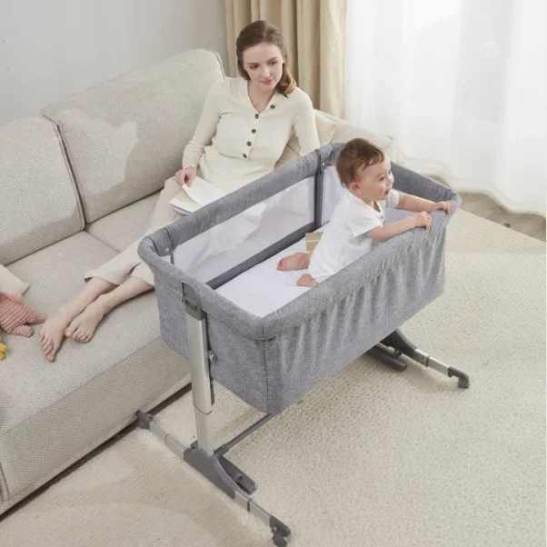 Baby Crib Babyside Travel Cot Baby Cradle Bed Co-sleeper Infant Bassinet for 0-3 Years Old