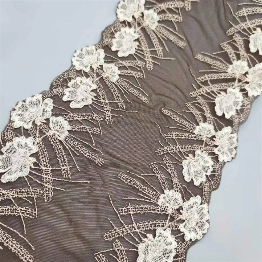 25cm Wide Coffee Mesh Lace Fabric Embroidered Patchwork Gold Lace DIY Apparel Sewing Fabric DIY Garment Curtain Accessories