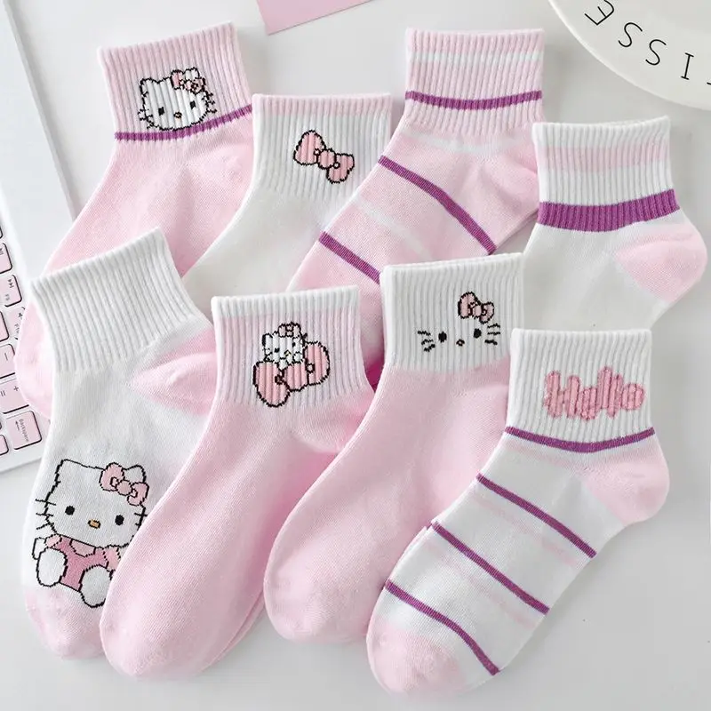 

Kawaii Hello Kitty Sanrio Student Cartoon Cute Comfortable Warm Socks Children Sports Socks Birthday Gift for Girls