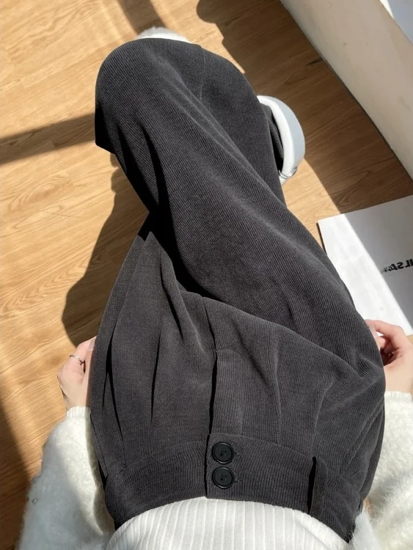 

Женские вельветовые брюки-палаццо с широкими штанинами, утепленные, осенне-зимние, новые, повседневные, для работы, с высокой талией, на пуговицах