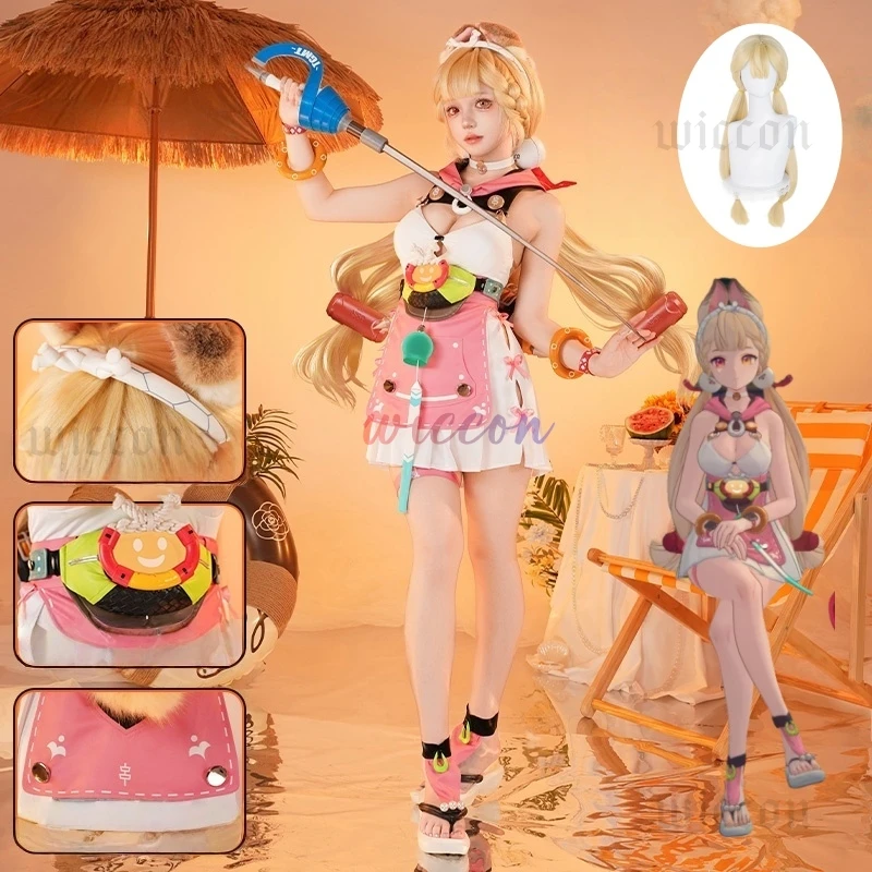 

Game Zenless Zone Zero Alice Cosplay Costume Ears Summer Swimwear Girl Original Swimsuit Wig Headwear Halloween Sexy Cat Costume