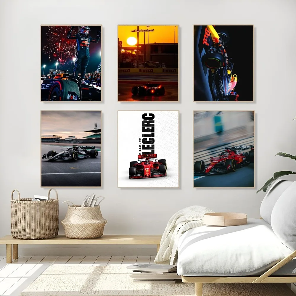 1PC F1 Car Poster Self-adhesive Art Waterproof Paper Sticker Coffee House Bar Room Wall Decor