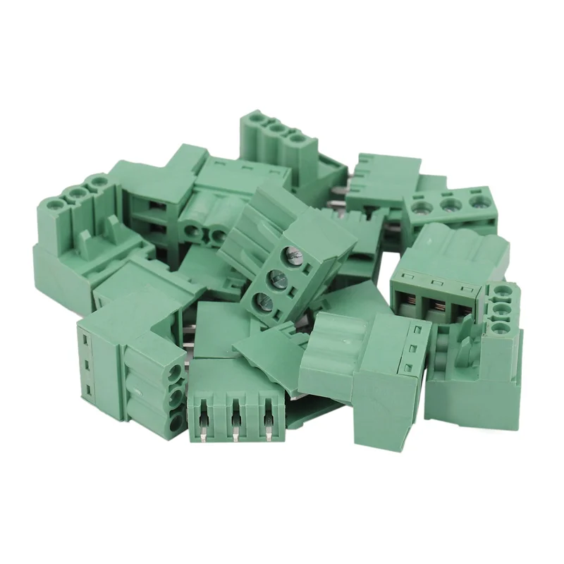 40Pcs 5.08Mm Pitch 3Pin Plug-In Screw PCB Terminal Block Connector Right Angle