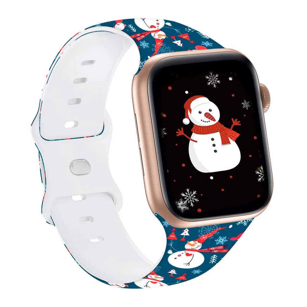 strap for Apple watch 49mm 44mm 46mm 45mm Christmas printed silicone watchband bracelet iWatch Ultra2 series 10 42mm 46mm