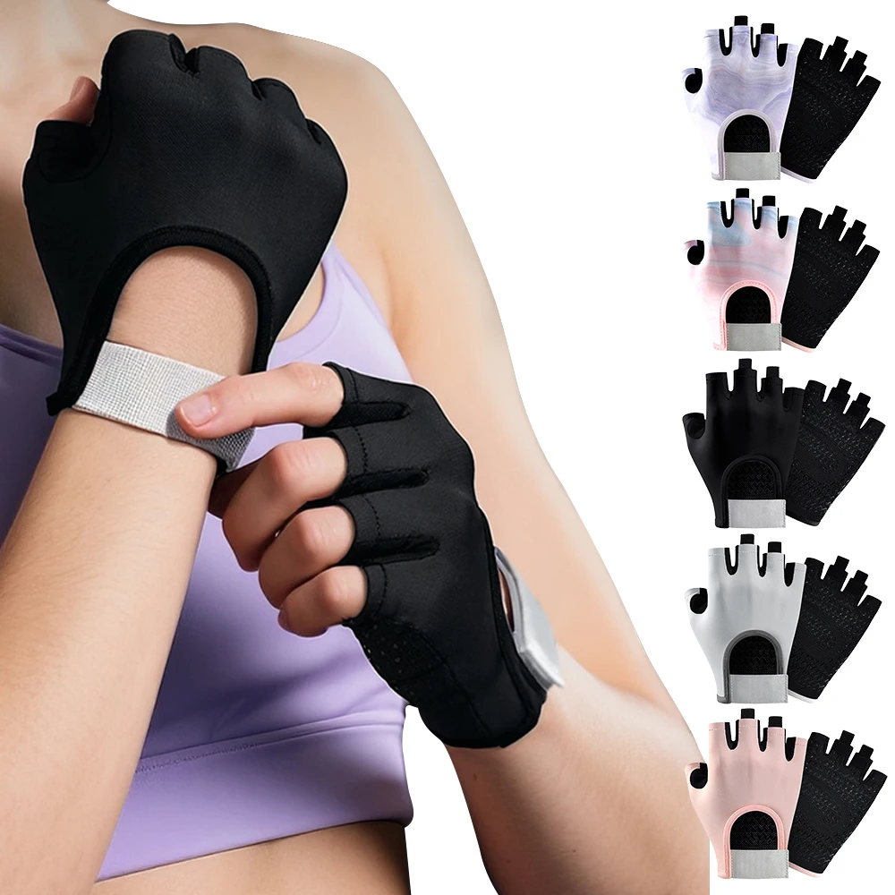 1Pair Workout Gloves for Women Men, Breathable Adjustable Strap Gym Gloves for Working Out, Microfiber Anti-Slip Weightlifting