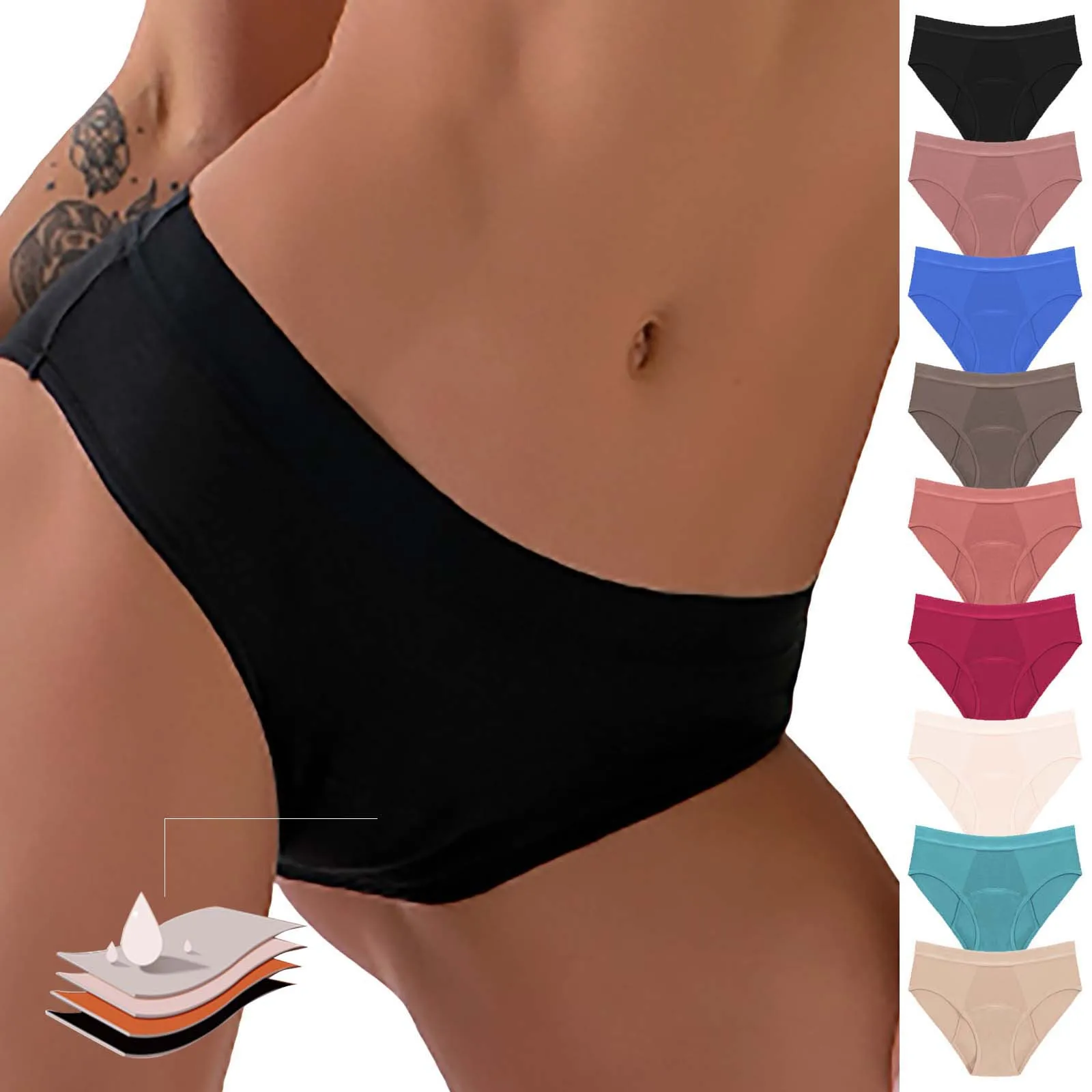 

Bikini Bottoms For Women Menstruation Menstrual Panties Swim Shorts Bikini Bottoms Mid Waist For Lady Breathable Women'S Panties