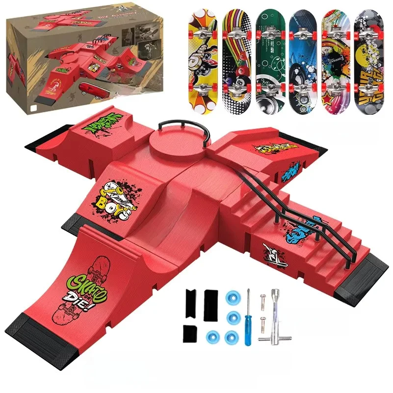 Professional Finger Skateboard DIY Skateboard Park Ramp Accessories Technology Deck Scene Venue Combination Toys Small Gifts