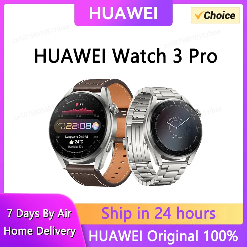 

HUAWEI WATCH 3 Pro Smartwatch,eSIM Cellular Calling,Built-in GPS Smart Watch,NFC,Compatible Apps,All-Day Health Monitoring