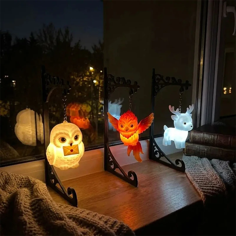 Owl Hanging Book‑End Lamp Iron Metal Owl Figurine Night Light Decorative Shelf Light Home Office Bookshelf Ornament Gift