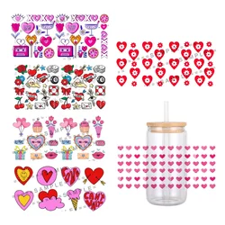 11x24cm Mini Sweet Love Heart Pattern Valentine's Day UV DTF Transfer Sticker Waterproof For 16oz Glass Cup Wrap Stickers