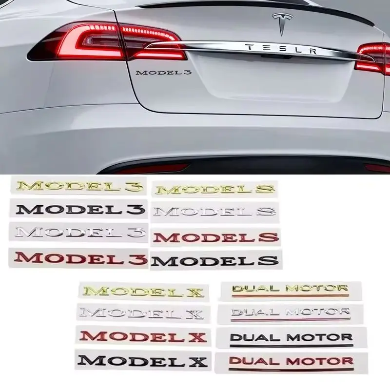 

3D значок на задний багажник автомобиля, наклейка с буквами на кузов для Tesla Model 3 S X Y DUAL MOTOR, эмблема, внешние аксессуары