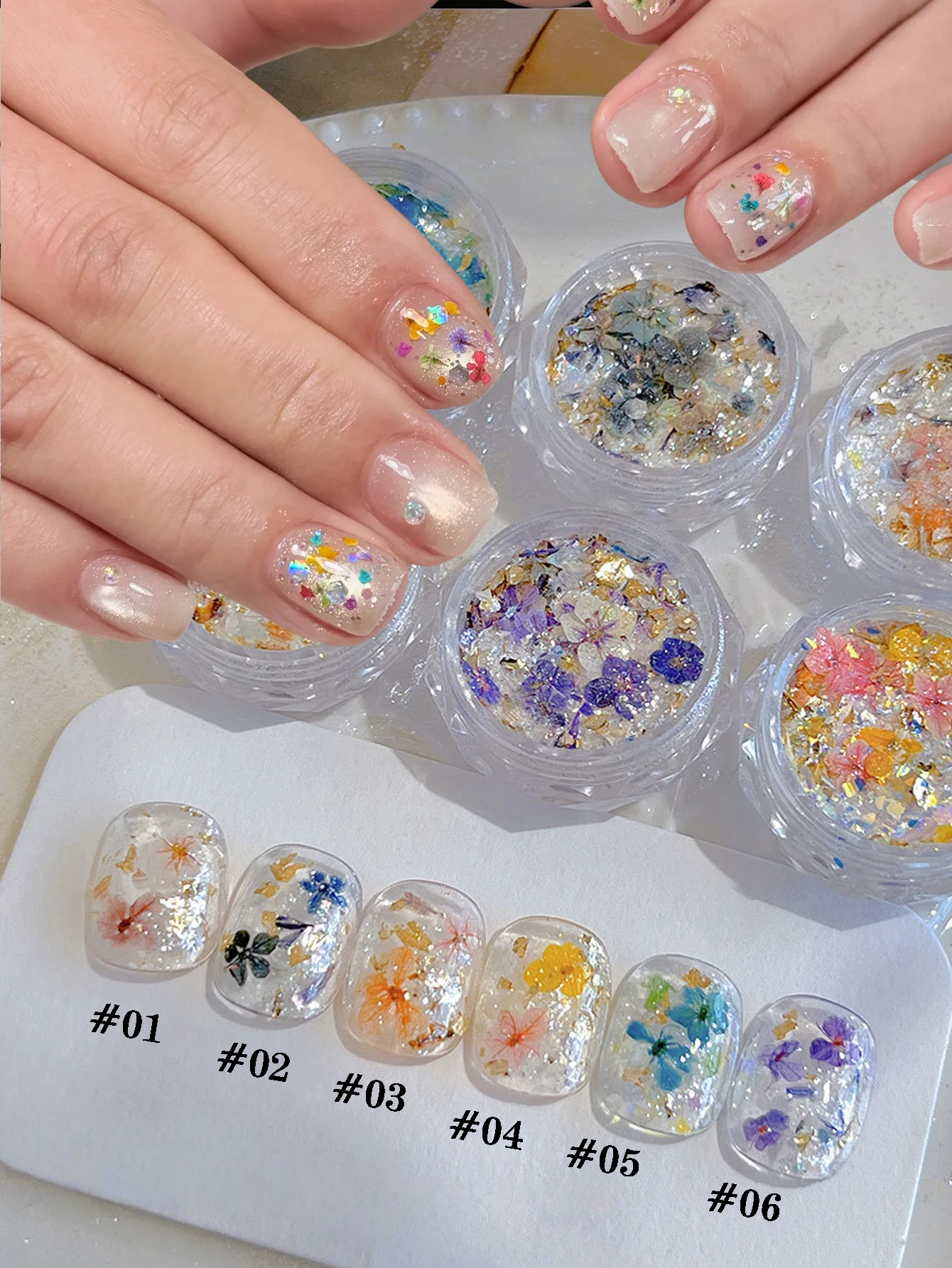 

1/6 piece of Opal Flower Nail Powder, nail decoration, nail art accessories, DIY nail art charm, suitable for spring and summer