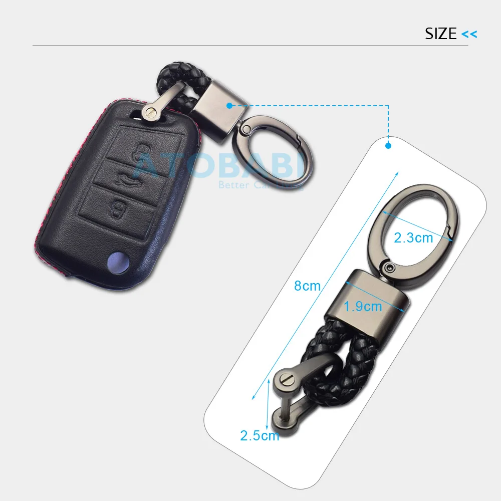 Leder Auto Schlüssel Fall Schlüsselbund Für VW Volkswagen Golf MK7 GTI Tiguan Jetta Sitz Skoda Klapp Fernbedienung Fobs Schutz Abdeckung – Detail 8