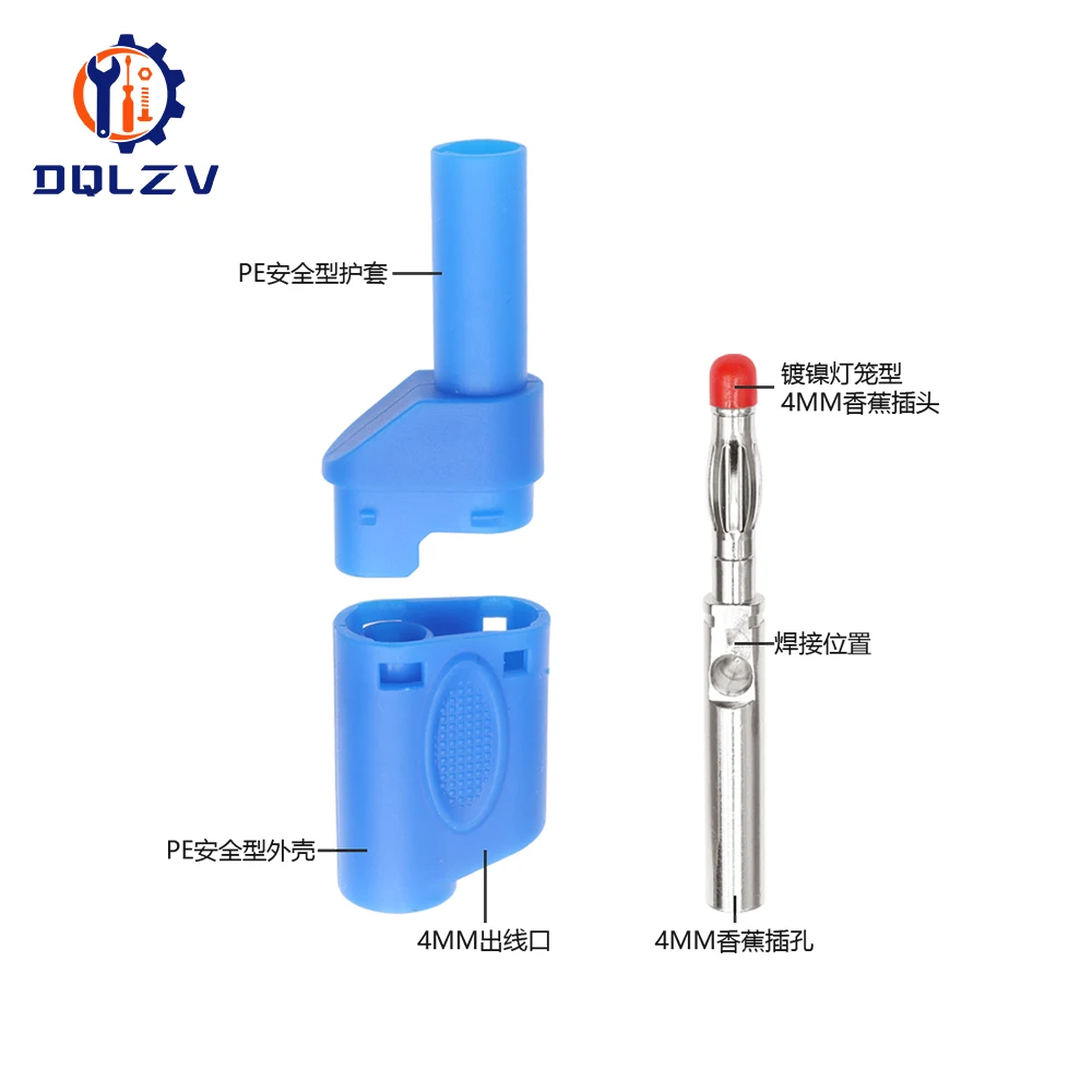 Możliwość układania w stosy Bezpieczna wtyczka bananowa 4 mm do lutowania / montażu Wysokiej jakości złącze bez spawania do multimetru