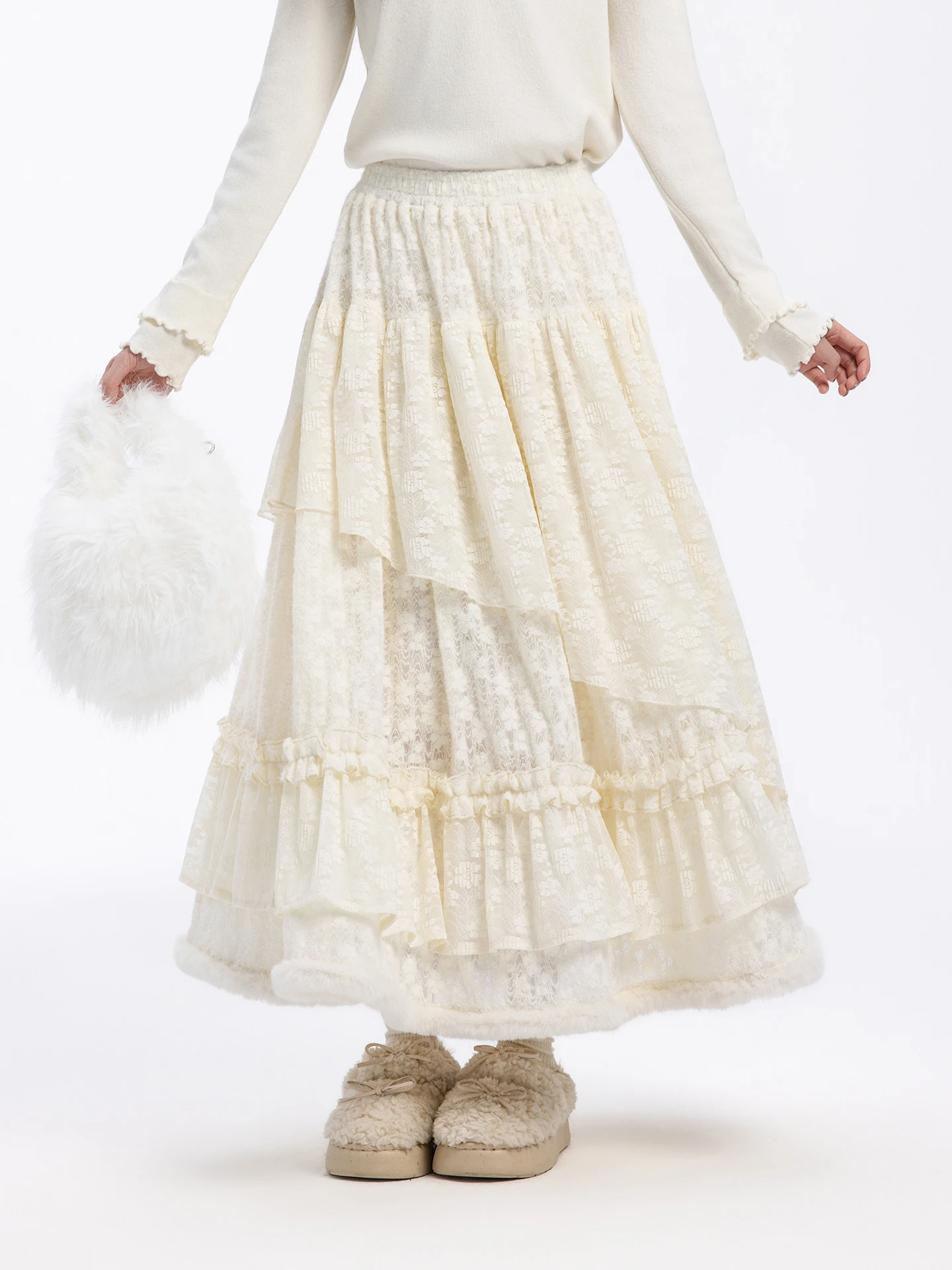 

Sweet Fi Low Salt Handmade Design Winter Faion Orange f-length Skirt Women's Small Size Versatile Skirt Ci Commute