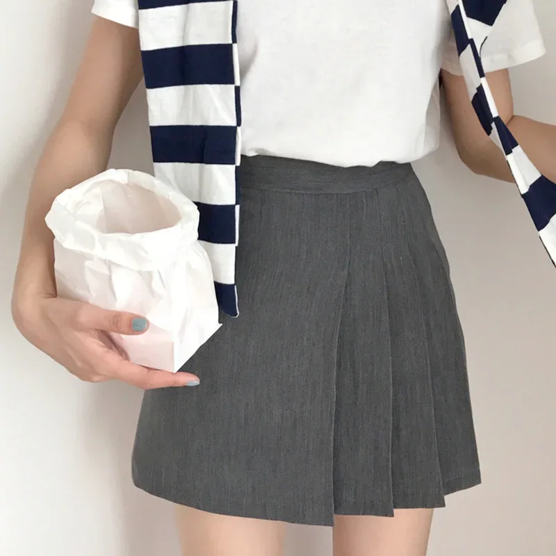 

Skirts Women Solid Folds Sexy Female Mini Casual Preppy All-match Simple Chic Fashion Popular Elegant Ins Sweet Girls Ulzzang