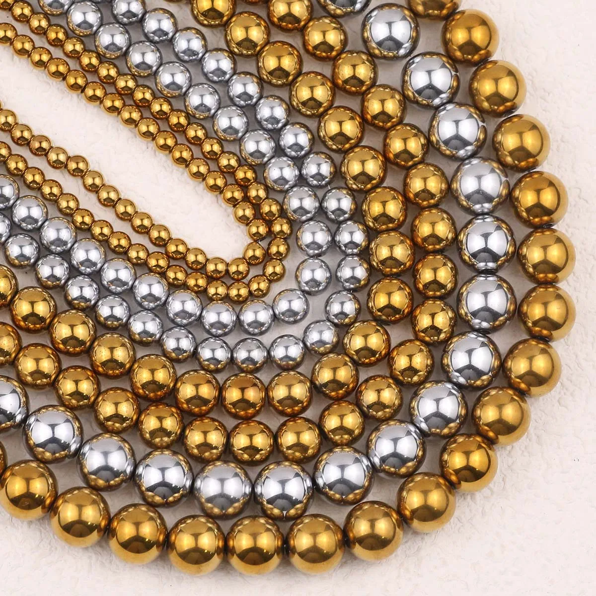 2-10MM Gold Farbe Runde Hämatit Naturstein Spacer Lose Perlen Für Schmuck Machen DIY Liebe Armbänder Halskette zubehör