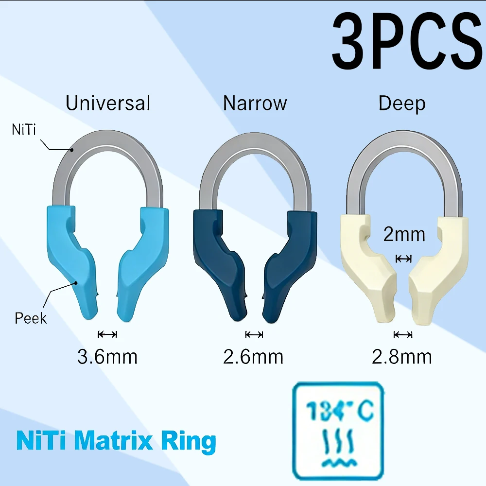 

Стоматологическая секционная матричная система, 3 шт., с узкими металлическими матрицами, никель-титановое зажимное кольцо и держатель матрицы