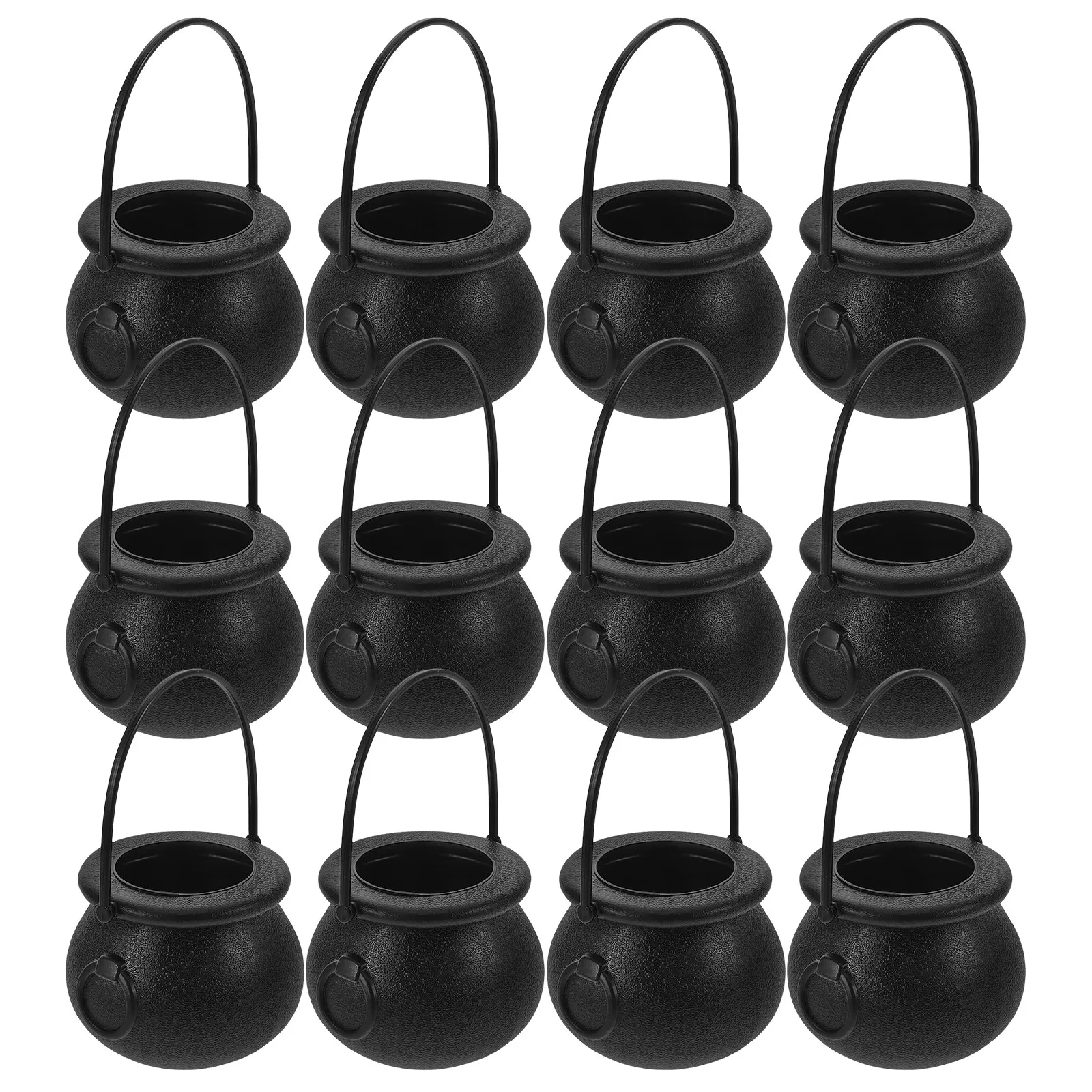 

12pcs Mini Cauldron Plastic Witches Decor Halloween Theme Party Favor Small Home Tabletop Countertop Storage Miniature