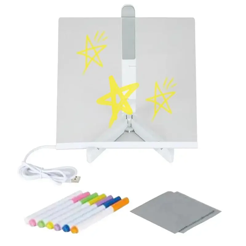 USB LED Night Light Acrylic Message Note Board Lamp With Bracket Erasable Children Drawing Board Kids Gifts Bedroom Night Lamp