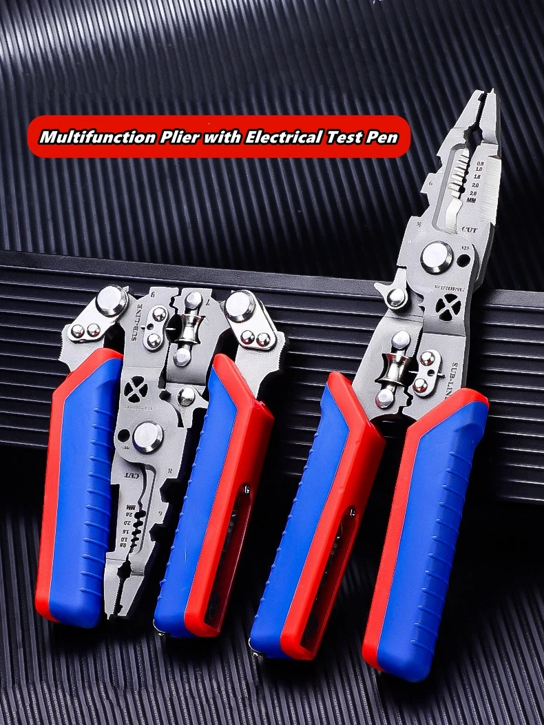 

Многофункциональный инструмент для зачистки проводов с электрической тестовой ручкой, складной инструмент для обжима кабеля, электрические складные плоскогубцы для резки