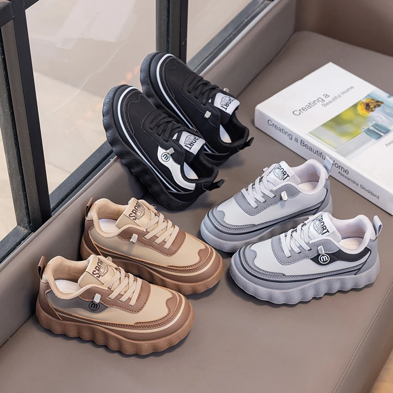 Unisex Kids Chunky Casual Shoes 2026 New Autumn Toddler Barefoot Sneakers Soft Sole Comfort Versatile School Outdoor Footwear