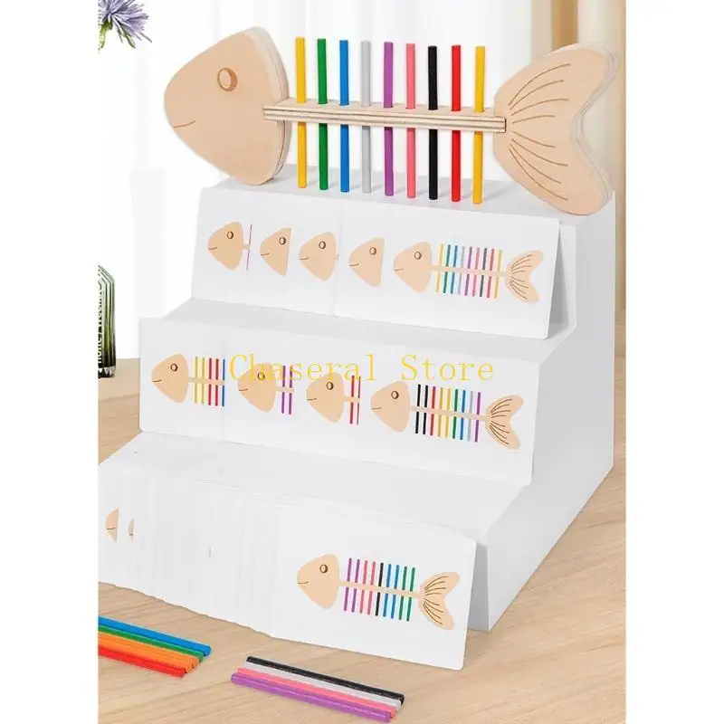 E7CE Rainbow Fish Bone Puzzle Game Toy para pré -escolares estimulando o desenvolvimento do cérebro e a capacidade cognição a