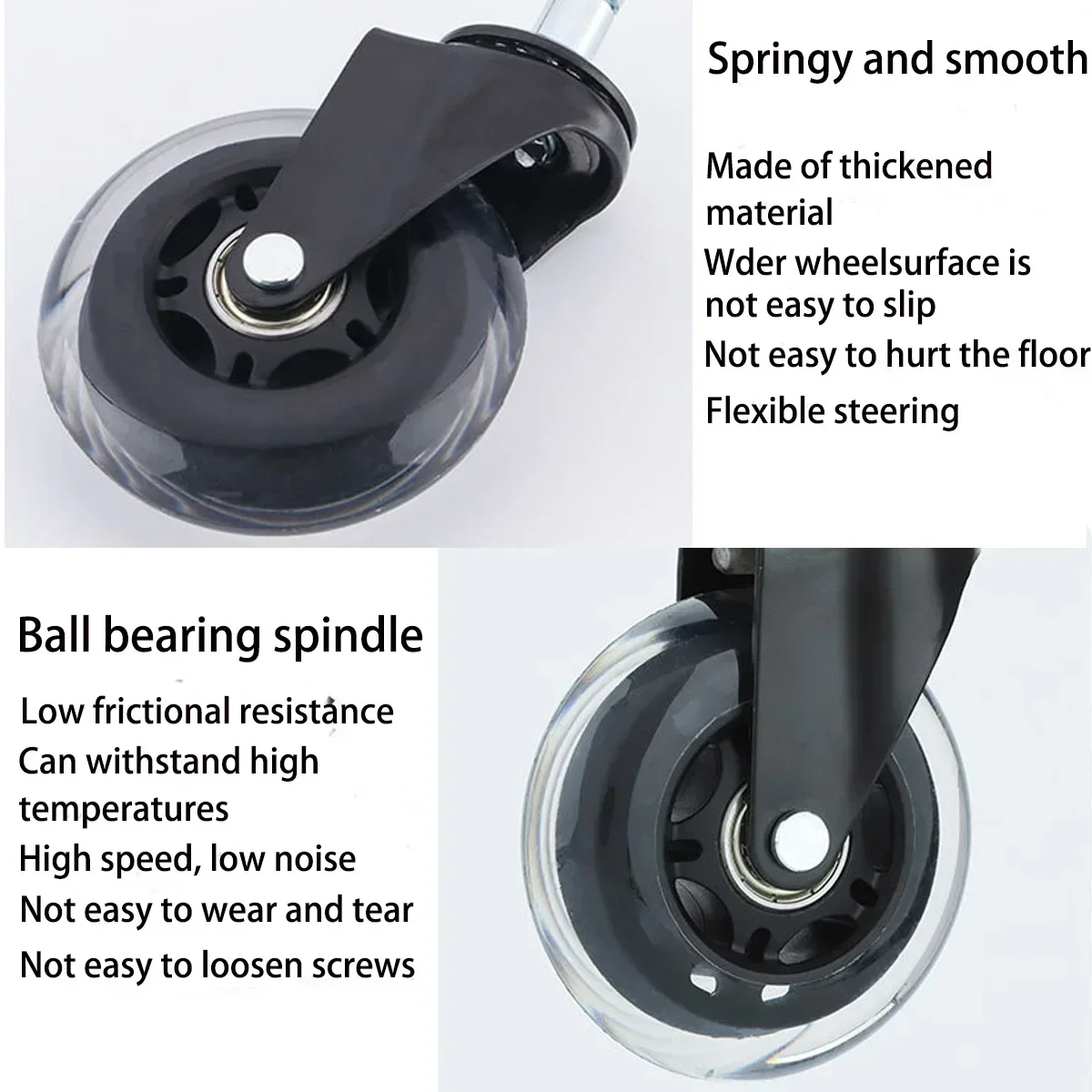 5PCS Office Chair Caster Wheels 3 Inch Swivel Rubber Caster Wheels Replacement Soft Safe Rollers Furniture Hardware