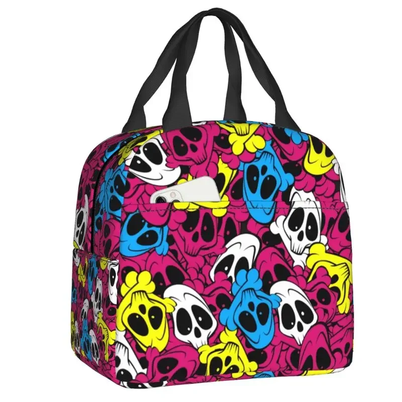 Dark Floral Skull Macabre Art Lunch Bag Skeleton Thermal Cooler Insulated Bento Box For Work School Picnic Travel Food Tote Bags