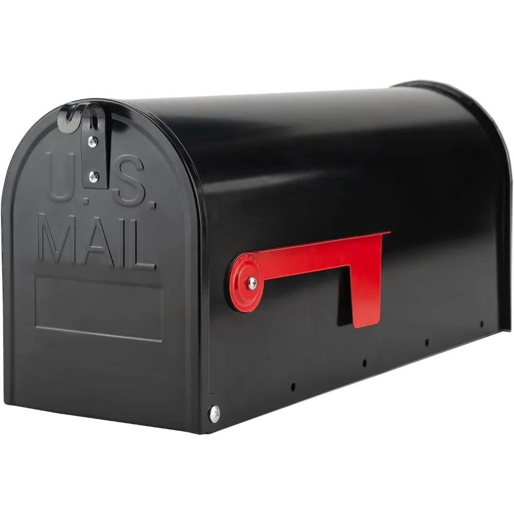 

Heavy Duty Galvanized Steel Mailbox, Black Metal Post Mount for Outside, Standard Size 19x8.7x6.7 inches