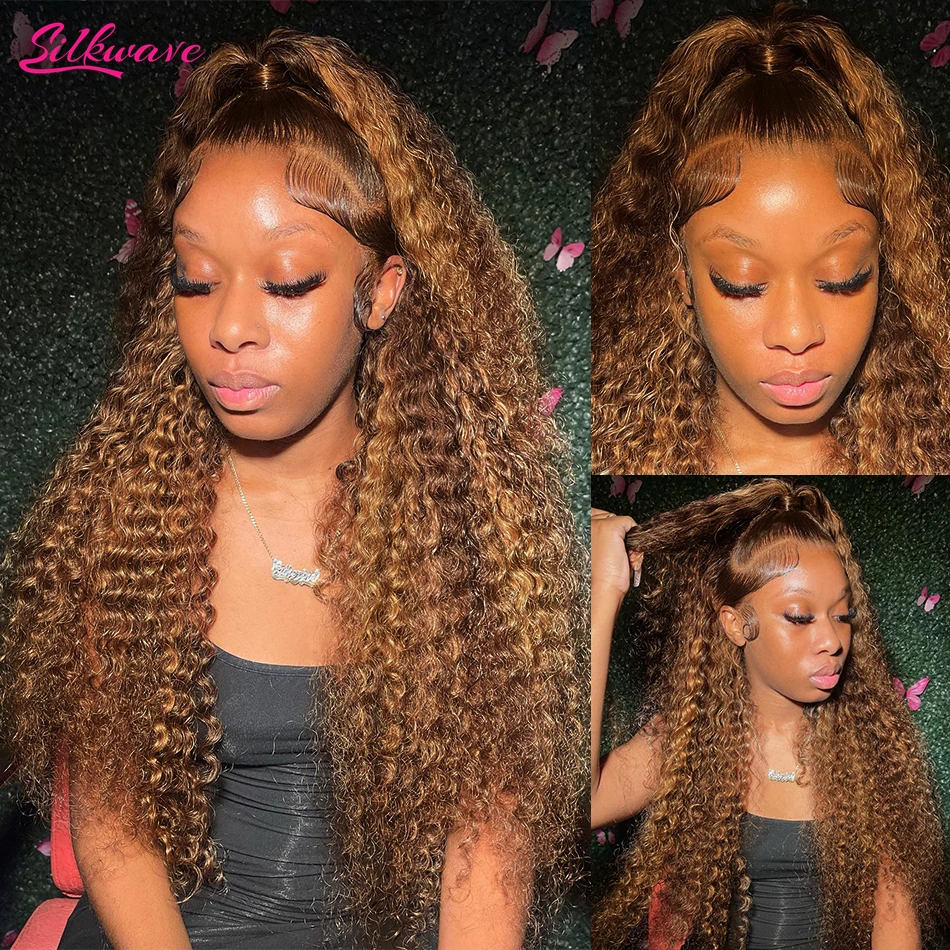 30 Inch 13x6 Highlight Wig Human Hair 200% Density Deep Curly Lace Front Wig NARNI 30 32 Inch Honey Blonde Deep Wave Lace Front Wigs  main image 2