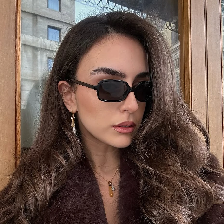 

New small rectangular sunglasses for women retro brand sunglasses designer leopard print sunglasses men's square sunglasses