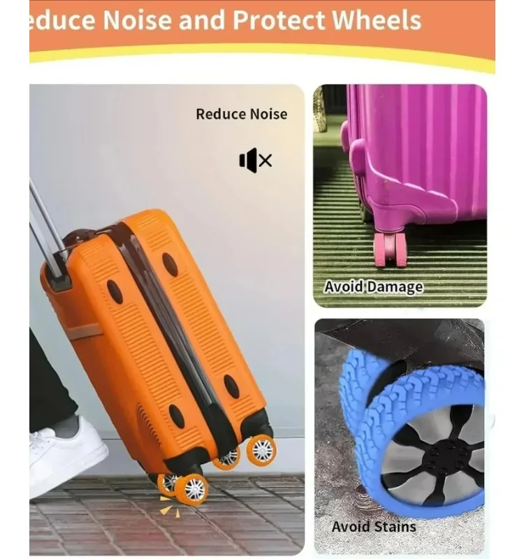 8er-Set Silikon-Geräuschdämpfer für Trolley-Kofferrollen – Schutz für Reisegepäck-Räder – Detail 5