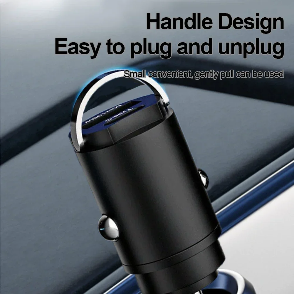 200W Mini Car Charger Fast Charging for IPhone QC3.0 Mini PD USB Type C Car Mobile Phone Charger for Xiaomi Samsung Huawei