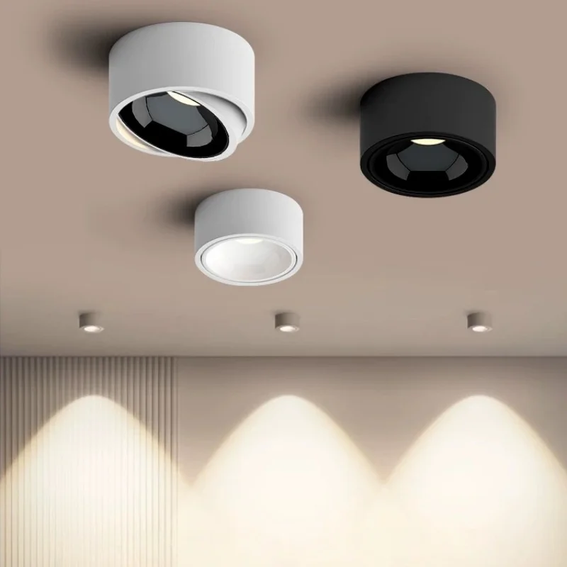 Round Surface mounted ceiling lights anti-glare DIMMABLE LED COB downlights Adjustable Angle spotlights For bedroom living room
