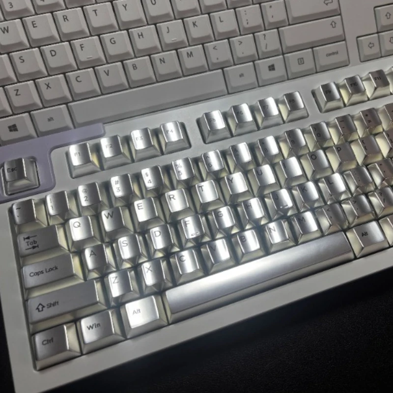 Sanmu Peripheral Keycaps Custom Cherry Profile Matte Silver White Minimalist Full Set of Metal Mechanical Keyboard Keycaps Gift