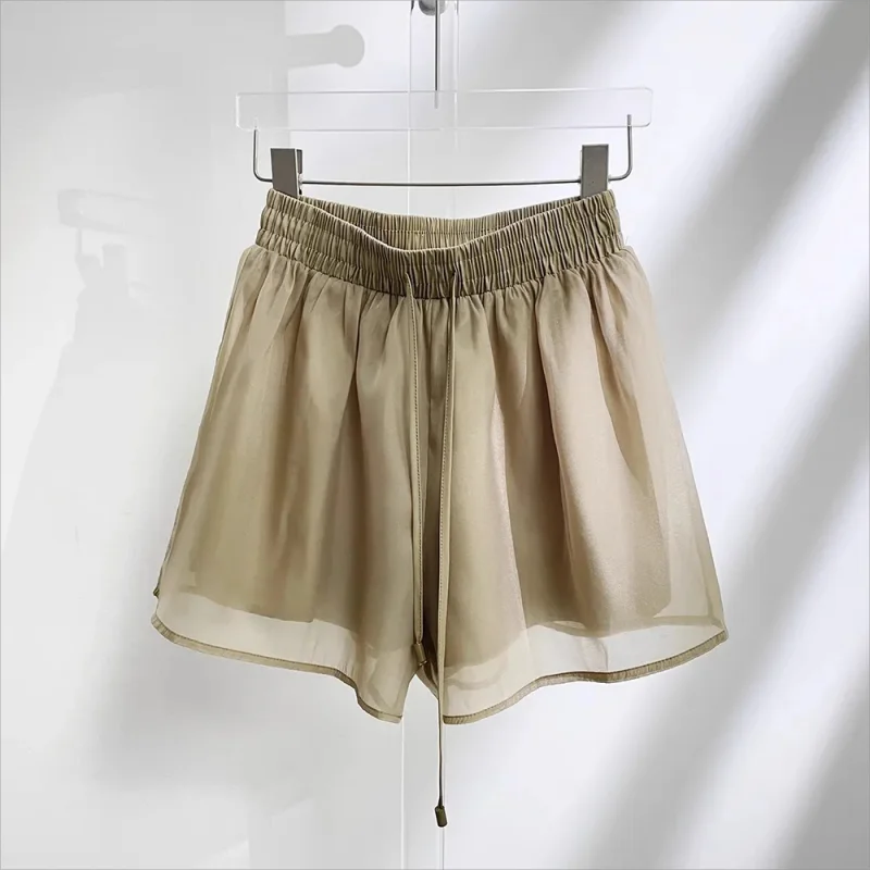 

Soft yarn super Fairy double-deck summer baggy High-Waisted wide leg shorts Slimming casual woman pants