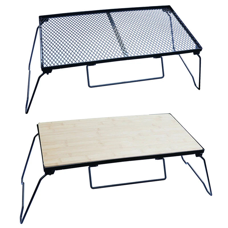 Outdoor Camping Table Portable Picnic Camping Desk Folding Iron Net Table High-Temperature Resistance Outdoor Furniture