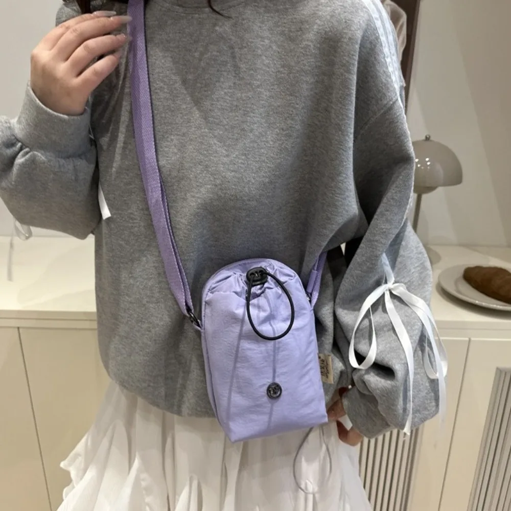 

Solid Color Mini Nylon Crossbody Bag Multifunctional Zipper Drawstring Small Square Bag Storage Bag Korean Style