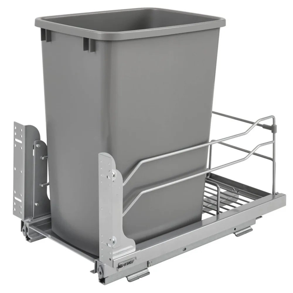 

rev-a-shelf 53wc-1535scdm-117 single 35-quart pull-out silver storage drawer
