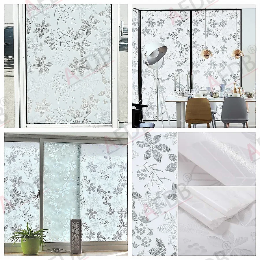 Privacy Window Film Sun Protection UV Blocking Self-adhesive Film for Home Frosted Opaque Stained Glass Sticker Heat Control