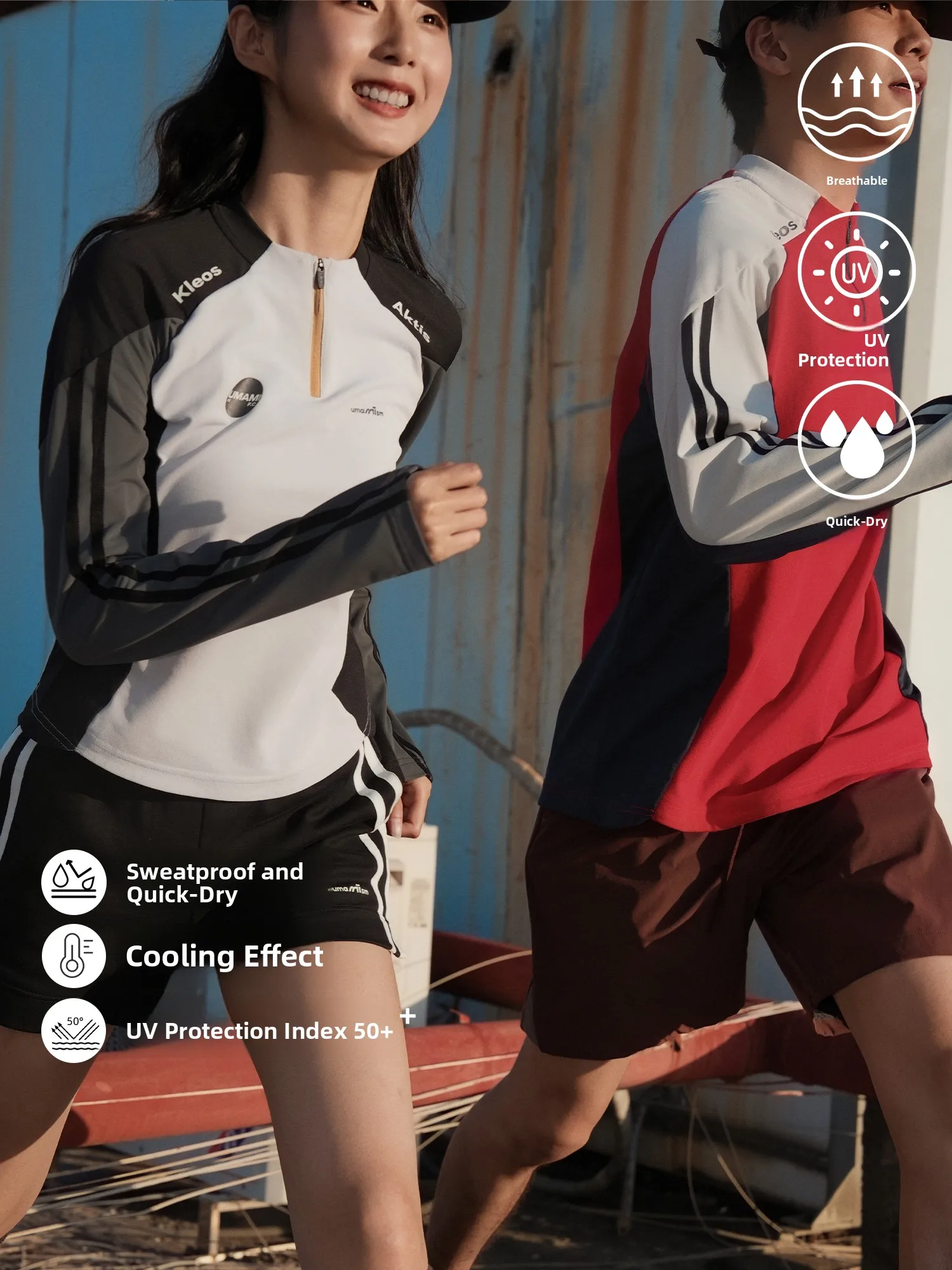 

UMISM Qui Dry Long Sve Training Clothes Fitn Sportswear f Zipper Cool Feeling T-irt Loose Fit irt for Men...