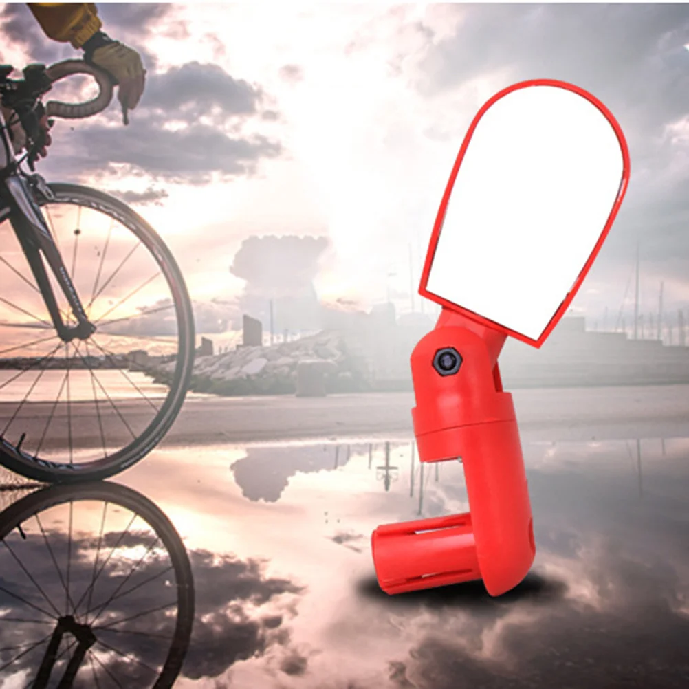 2Pcs Adjustable Bike Rear Mirror Compact Plastic Glass Design Rotateable Handlebar Rear View Mirror for Mountain Road Folding