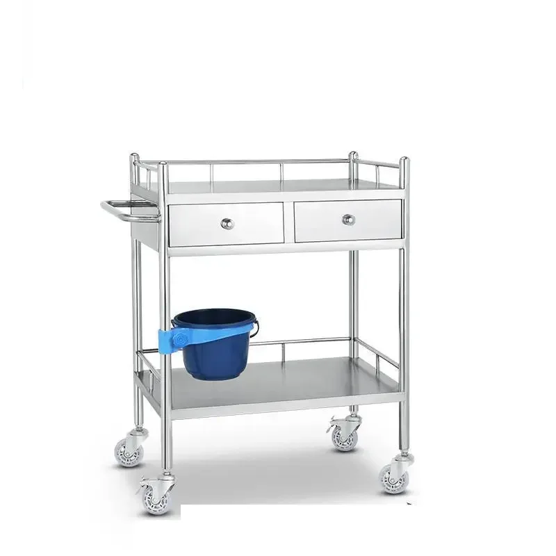 Stainless steel medical treatment car clinic trolley storage rack operating room instruments beauty mobile table