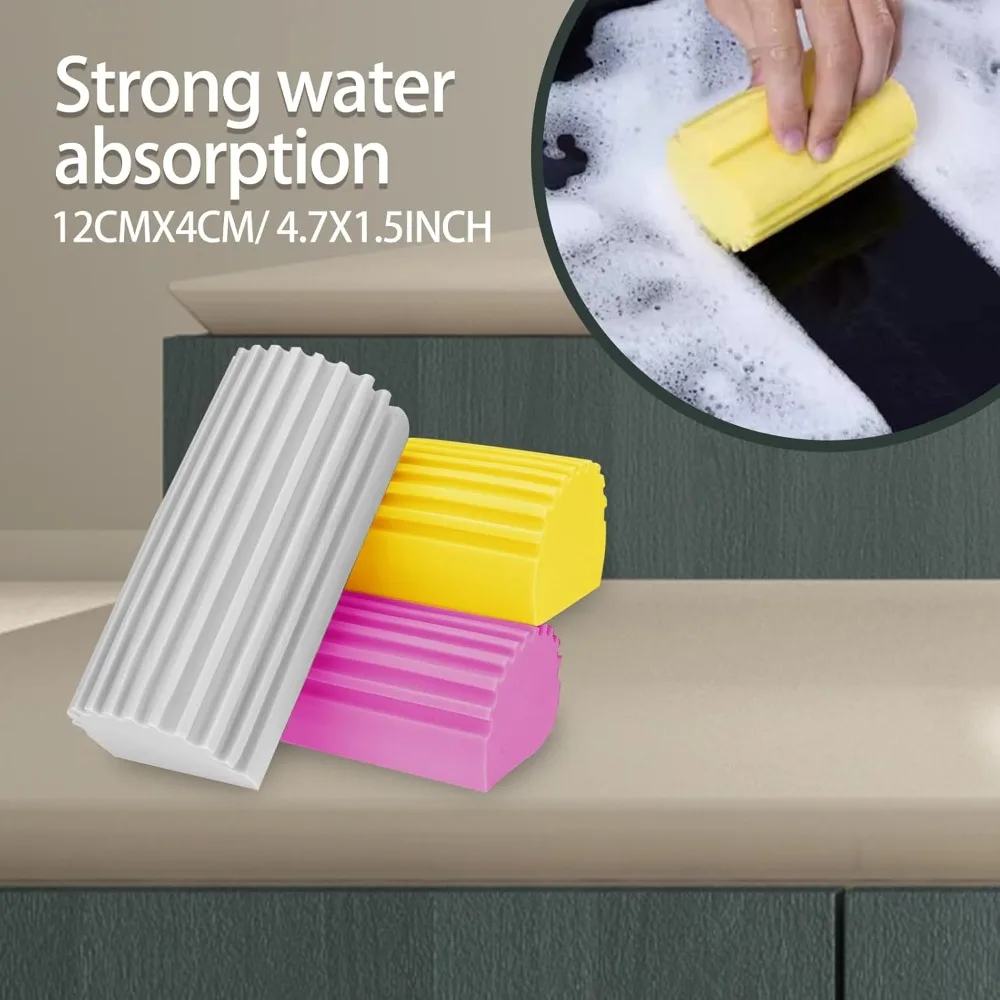 Reusable Sponges for Powder ,Damp Clean Duster Sponge for Cleaning Blinds Glass Mirror  6 PCS of Gray, Yellow, Pink